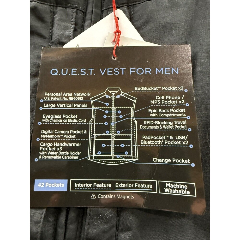 Scottevest Quest Travel Vest Men's 3XL Black Full Zip Utility Pockets Outdoor - Picture 4 of 16